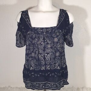 Lucky Brand Live in Love Bandana Blouse small